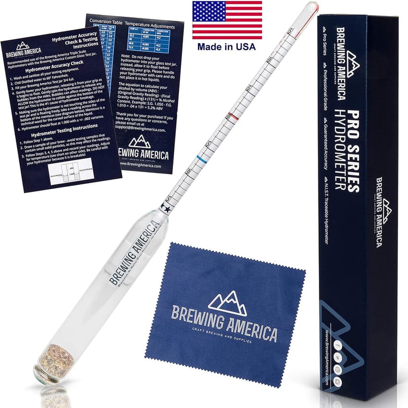Brewing America Triple Scale Hydrometer & Glass Test Jar Set
